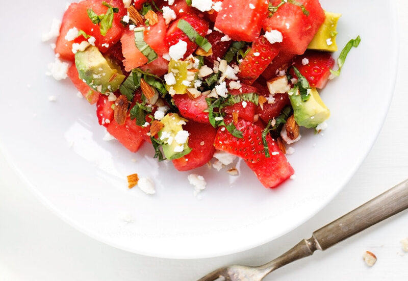 recept zomerse salade - recept watermeloen - recept feta - salade recepten - frisse salades - frisse recepten - zomer recept - recept aardbeien - aardbei recept - fruit salade recept